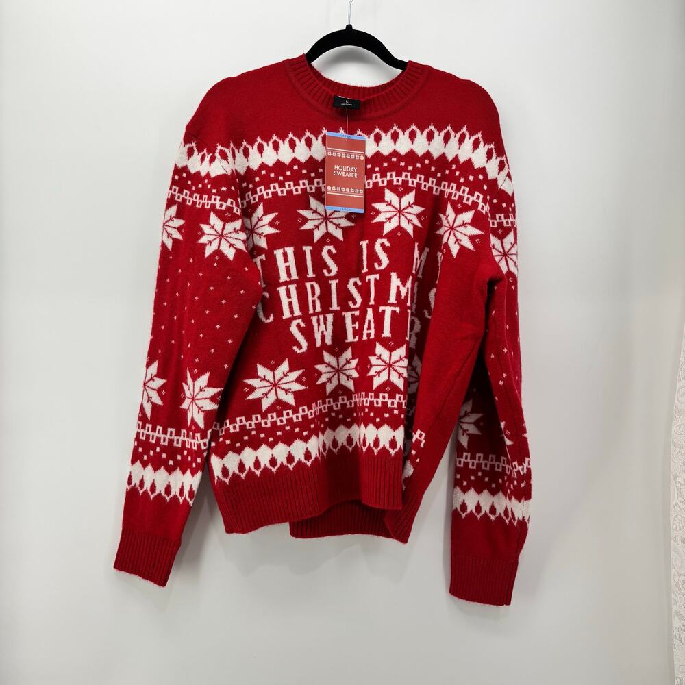 Dec 25 Red This Is My Christmas Sweater Mens Size Large Holiday